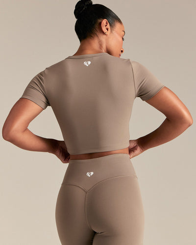 Essential Cropped Short Sleeve Tee | Taupe Grey