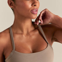 Essential Built-In Bra Crop Tank Top | Taupe Grey