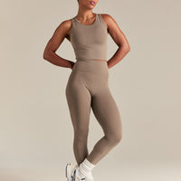 Essential Crop Tank Top | Taupe Grey