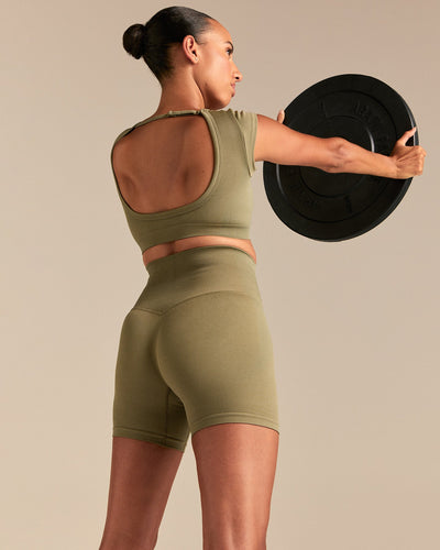 Motion Seamless Open Back Short Sleeve Crop Top | Willow
