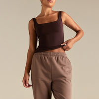 Smooth Contour Midi Square Neck Tank | Cafe Noir