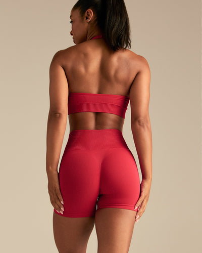 Power Seamless Halter Neck Bra | Spicy Red