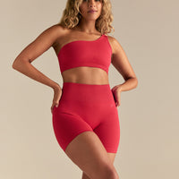 Power Seamless One Shoulder Bra | Spicy Red