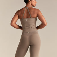 Essential Built-In Bra Midi Tank | Taupe Grey