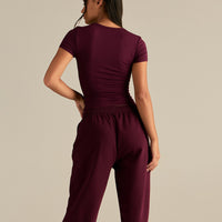 Smooth Contour Midi Short Sleeve T-Shirt | Merlot