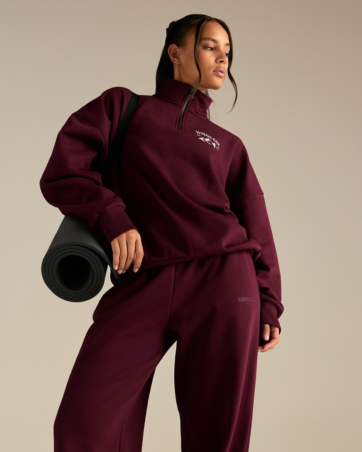 Comfort Outdoor 1/4 Zip Graphic Sweat | Merlot