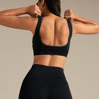 Power Seamless Open Back Mini Bra | Washed Black