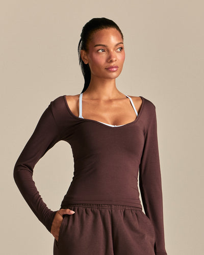 Smooth Contour Long Sleeve Reversible T-Shirt | Cocoa Powder (1/6)