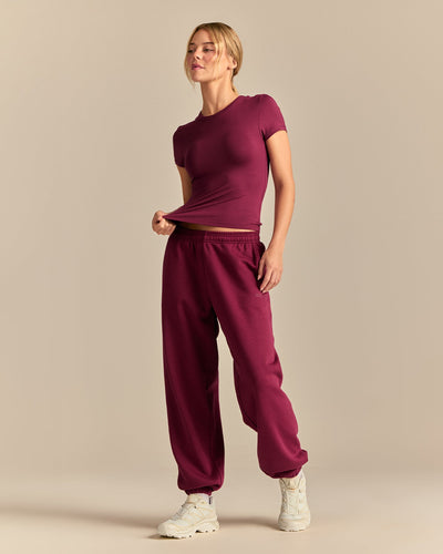 Smooth Contour Midi Short Sleeve T-Shirt | Deep Berry (2/6)