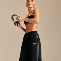 Comfort Mid Waist Contrast Straight Leg Joggers | Black (3/6)