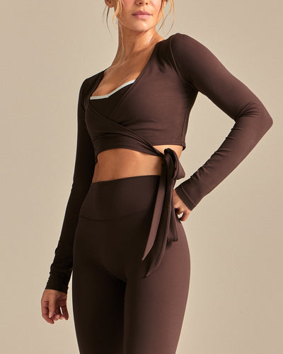 FormFlex Long Sleeve Wrap Top | Cocoa Powder (3/6)
