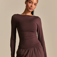 Smooth Contour Long Sleeve Reversible T-Shirt | Cocoa Powder (3/6)