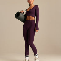 Define 2.0 Long Sleeve Scrunch Crop Top | Blackberry (4/6)