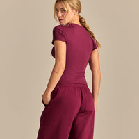 Smooth Contour Midi Short Sleeve T-Shirt | Deep Berry (4/6)