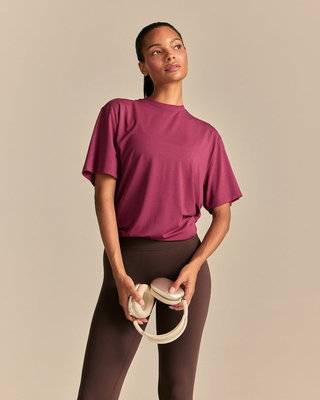 Comfort Oversized Hook Up T-Shirt | Deep Berry (4/6)