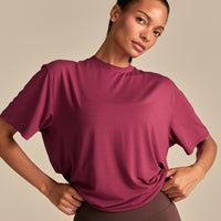Comfort Oversized Hook Up T-Shirt | Deep Berry (6/6)