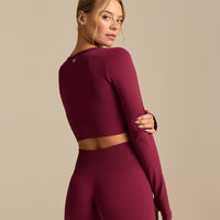 Define 2.0 Long Sleeve Scrunch Crop Top | Deep Berry (6/6)