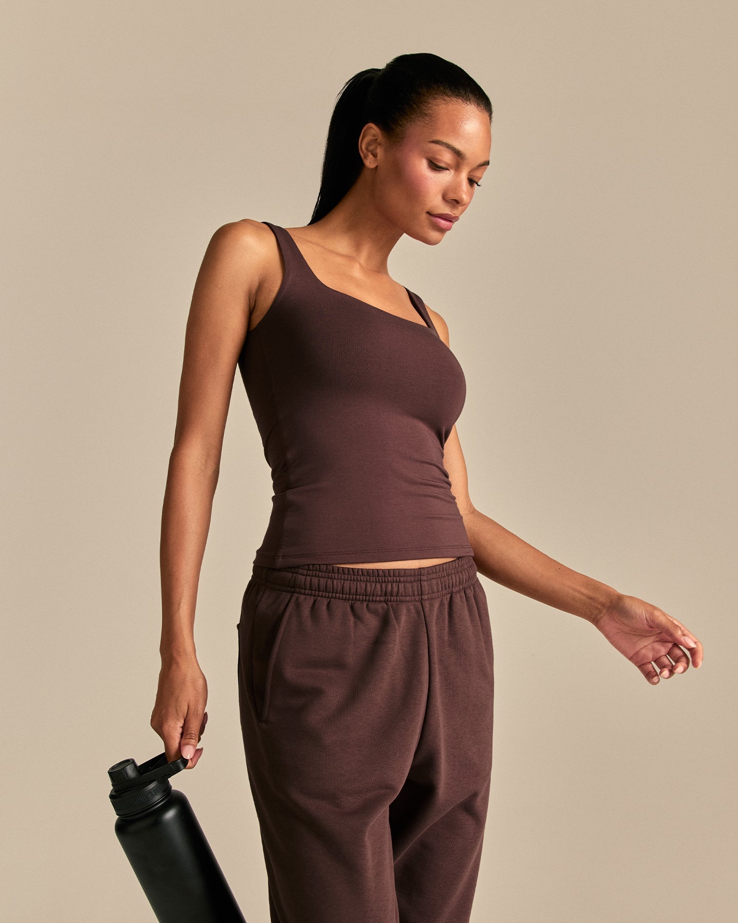 Smooth Contour Midi Square Neck Tank | Cocoa Powder (6/6)