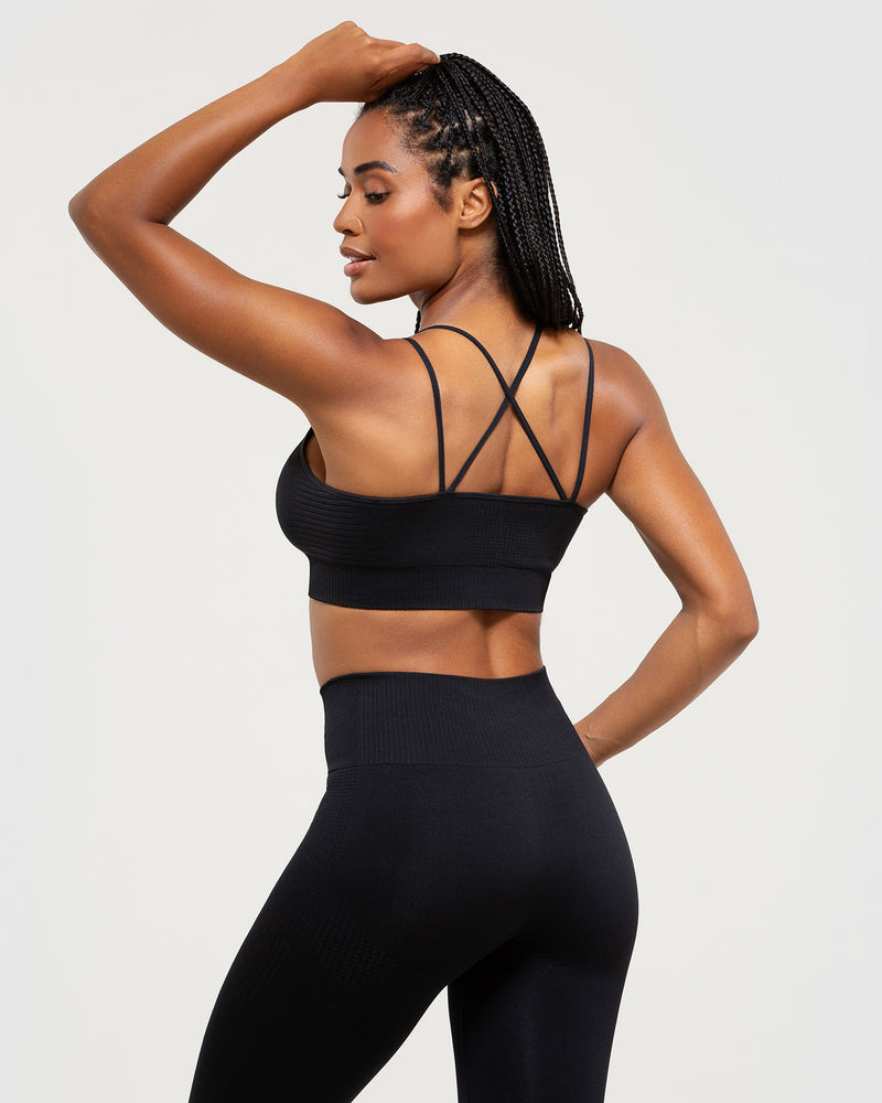 Women's Seamless Medium Support Cami Midline Sports Bra - All In Motion™  Heathered Black XL