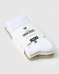 Crew Socks (3PK) | Off-White Marl/Buff Marl/White