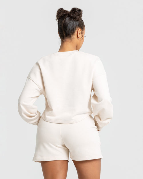 Comfort Oversized Cropped Long Sleeve T-Shirt - White