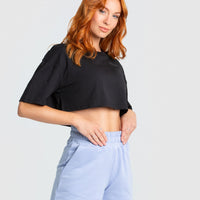 Comfort Oversized Cropped Short Sleeve T-Shirt | Black