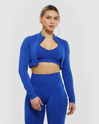 Define Seamless Crop Zip Jacket | Galactic Blue