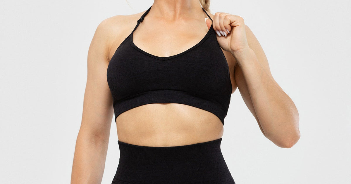 Womens Sports Bras Support Cropped Scoop Neck Ribbed Fitness Active Comfortable  Comfy Sport Bra Push Up Solid Halter Black at  Women's Clothing store