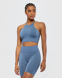 Define Seamless High Neck Bra | Smoke Blue