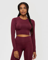 Essential Long Sleeve Crop Top | Dark Cherry