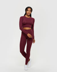 Essential Long Sleeve Crop Top | Dark Cherry