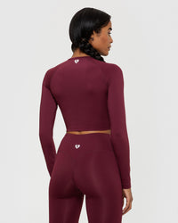 Essential Long Sleeve Crop Top | Dark Cherry