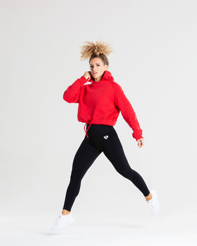 Red and white hot sale cropped hoodie