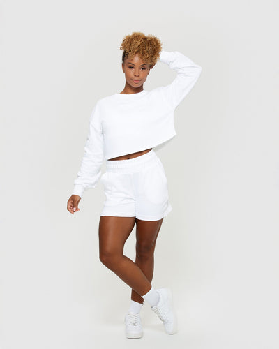 Comfort Cropped Crew Neck White