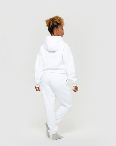 White cropped hoodie and joggers online