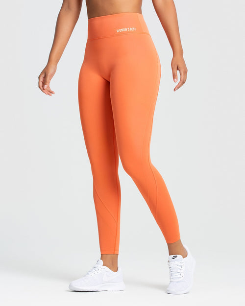 Ladies Orange Workout Leggings - High Waisted