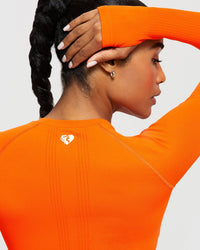 Power Seamless Long Sleeve Crop Top | Beacon Orange