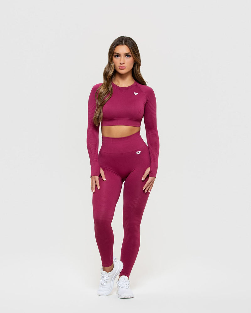 Seamless Long Sleeve Crop Top and Leggings Set for Ladies TLS262