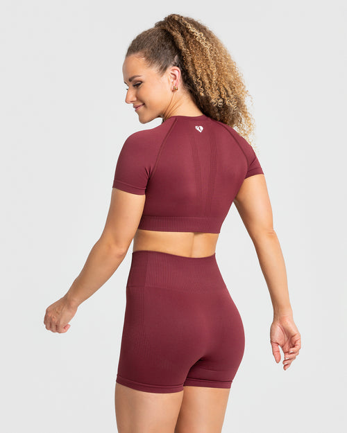 Move Seamless Long Sleeve Crop Top | Ruby Red Solid